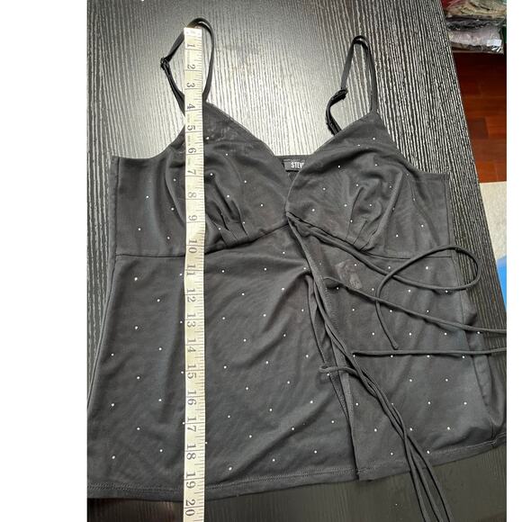 NWT Steve Madden Glam/Rave/GNO Sexy Semi Sheer Mesh Lace Front Blouse - Picture 6 of 7